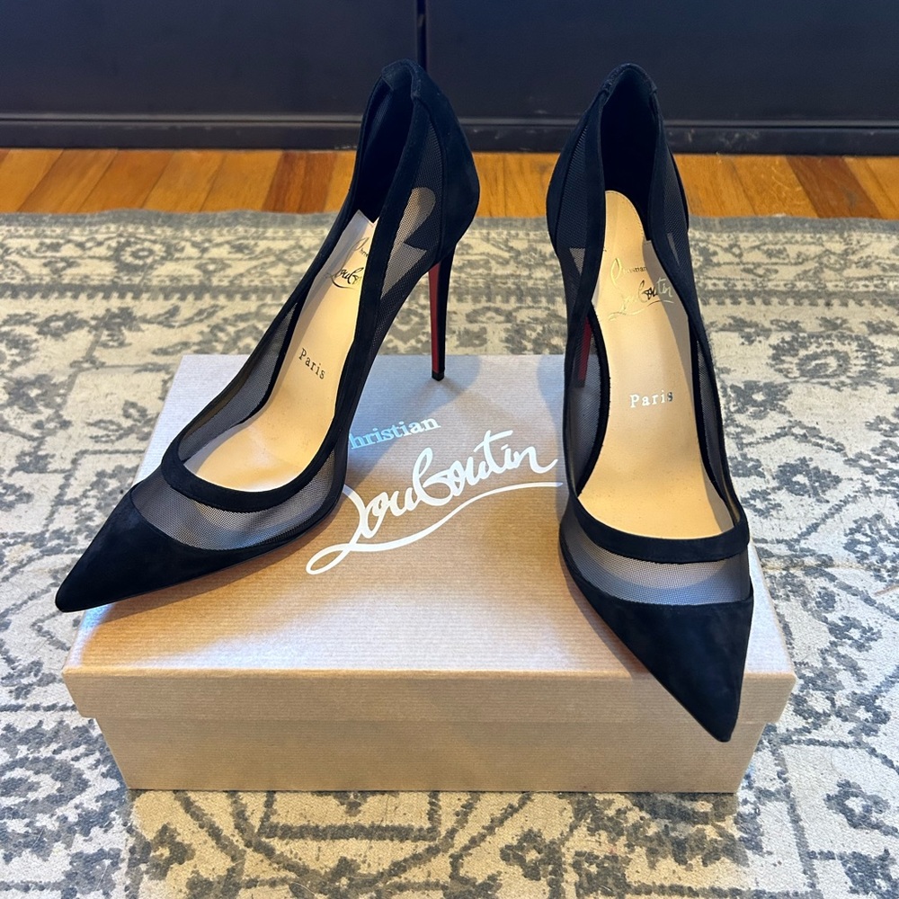 New in box! Christian Louboutin Black Suede Galativi 100 Heels